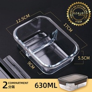 EZALO High Borosilicate Glass Storage Container Compartment Airtight Lunch Box (400/630/1040/1500ml)