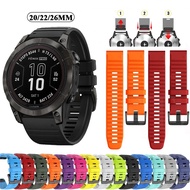 26mm 22mm QuickFit Silicone Watch Band Straps for Garmin Fenix 7X 7 7S 6X 6 6S Pro 5 5X 5S Epix 2 Smartwatch Wristbands Bracelet