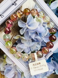 天然小清新西瓜碧璽9.7-10mm29.91g冰透濃彩帶共生高頻磁場旺夫石