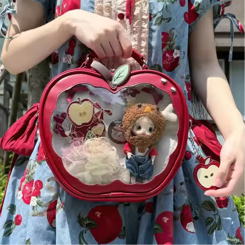 Japanese Apple Itabag Fashion Brand Multifunctional Handbag Lolita Y2k Sweet Backpack Transparent Cr