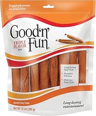 Good'n'Fun Triple Flavor Ribs 12 Ounces, Rawhide Snack for All Dogs, Multicolor, Model Number: P-944
