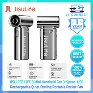 JISULIFE LIFE 9 Mini Handheld Fan 3-Speed USB-C Rechargeable Quiet Cooling Portable Pocket Chrome