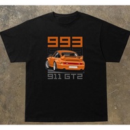 PORSCHE Cotton T-Shirt, 911, 993 Car Pattern, Racing Style Short Sleeve