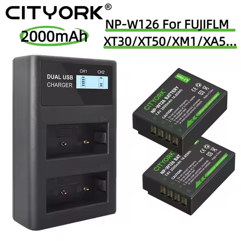 CITYORK NP-W126 Battery 2000mAh For FUJIFLM XT30 XT50 XT301 XM5 XT20 XS10 X100V1 XA5 XT10 XPro2 XT1 