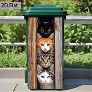 1pc 14.57 X 32.28 Inch Trash Can Sticker, 4 Cats Exploring Outside Window, Decorative Wall Paper Sel