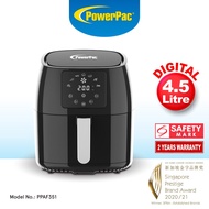 PowerPac Digital Air fryer 4.5L with Hot Air Flow System (PPAF351)