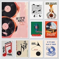 Abstract Jazz Festival Record Machine Music Symbol Art Fashion Retro Poster Prints Canvas Paintings 