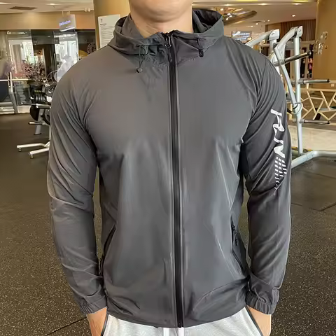 Autumn Hoodies Sport Shirt Men Zipper Running Jackets spandex Fitness Gym outdoor Sports climbing Cl