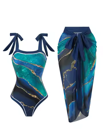 Summer New Custom-Made Digital Printed One-Piece Bikini Swimsuit for Women Conservative Sun Protecti