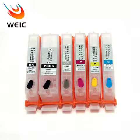 6Color PGI-550 CLI-551 Refill Ink Cartridge with Chip for Canon PIXMA MG6350 MG7150 MG7550 iP8750 Pr
