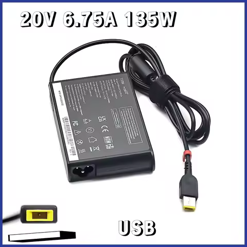 135W 20V 6.75A USB A Laptop Charger Adapter For Lenovo YOGA720-15 T440p Y50-70 R720 Y700 T540p P51 P