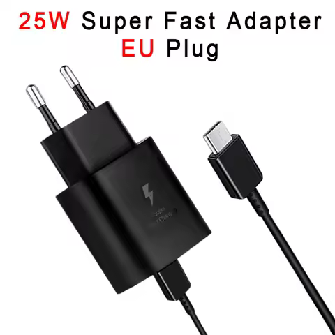 Samsung 25W Quick Charging Charger EU Plug Power Adapter Dual Type C Cable For Galaxy Z Flip 6 5 3 4