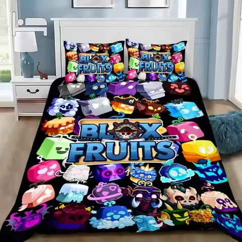 B-Blox F-Fruits Game Bedding Set 3D Cartoon Duvet Cover Set Soft Skin-Friendly Single Double King Si