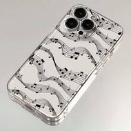 เคสโทรศัพท์กันกระแทกแฟชั่นมินิมอลใสลายภาพวาดดนตรี ใช้ได้กับ Iphone 17/17 Pro/17 Pro Max, 16/11/16 Pr