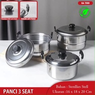 Panci Set Stock Pot Panci Susu Mini Stainless Steel Panci Sup Soup Pot Baskom dengan Tutup Stainless