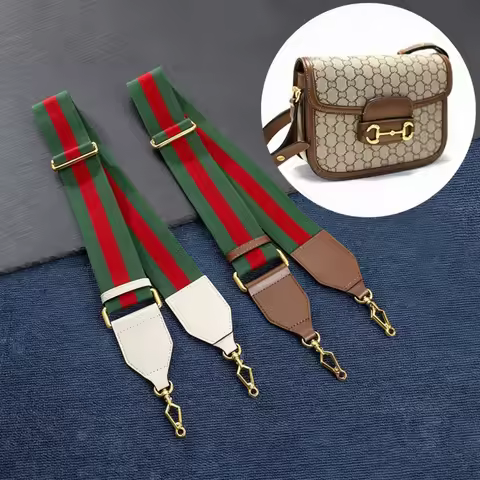 Canvas 5cm Wide Shoulder Strap for GUCCI Horsebit 1955 Bag Adjustable Length Red Green Color Bag Str