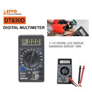 DT-830D Digital Multimeter with Buzzer Square Wave Output Voltage Ampere Ohm Tester Probe DC AC LCD 
