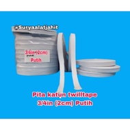 PUTIH KATUN Cotton twilltape mk 3/4in/2cm @50y white =rp.49.650/1pcs