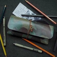 純手工牛皮迷彩簡約款筆袋筆盒收納包 顏色款式可客製化 禮物文具