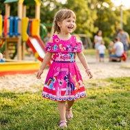 YZ01 Girl Jacquard Cotton Off Shoulder Dark Pink Dress My Little Pony (3y, 4y, 5y, 6y, 7y)
