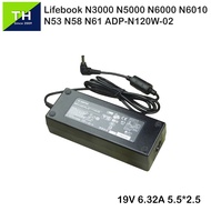 Fujitsu Lifebook N6010 N58 N61 19V 6.32A (5.5x2.5) 120W Laptop Replacement Adapter Charger