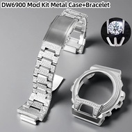 DW6900 Mod Kit Modified Metal Case+Bracelet for Casio G-Shock DW-6900 series Stainless Steel bezel s