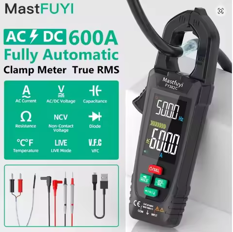 FY382C Smart Clamp Meter 600A Current Voltage High Precision 6000 Counts Digital Multimeter Tester T