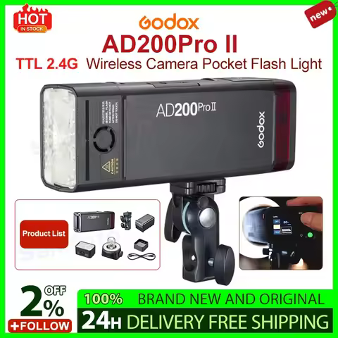 Godox ad200Proii ad200 Pro ii TTL 2.4G Wireless Camera Pocket Flash Light Compatible with X3 for Nik