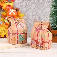 [pengyuyan] 5Pcs Kraft Paper House Shape With Ropes Candy Gift Bags Cookie Bags Packaging Boxes Christmas Tree Pendant Party Decor [sg]