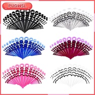 [pugwsl] 50 Pieces Acrylic  14G-00G  Ear Gauges Expander Assorted Size Kit , Black