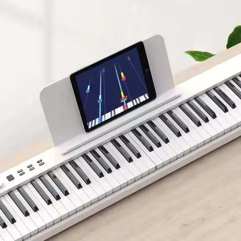 Folding Piano 88-Key Rechargeable Roll-Up Portable Electronic Piano for Beginners and Adults with Bl