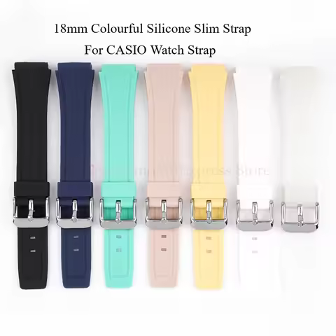 Suitable for CASIO Watch Strap for F84/F-91W/F-94/F-105 18mm Colourful Silicone Slim Strap Water-res