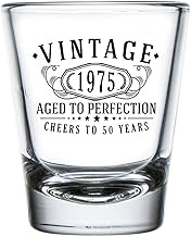 Vintage 1975 Black Printed 1.75oz 1pk Shot Glass - Happy 50th Birthday Gifts Women Men, Cheers to 50