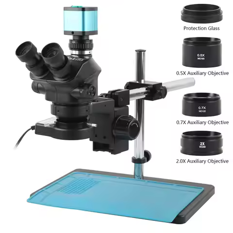 3.5X 7X-50X 100X Simul Focal Stereo Trinocular Microscope 24MP 48MP 55MP 4K 1080P HDMI USB Type C Vi
