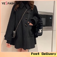 Yesfashion Store IN stockWomen Duffle Coat Solid Color Doll Collar Single-breasted Pea Coat Winter T
