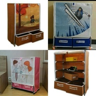 Lemari kain 4 Ruang 5 susun dan 2 laci/ Rak sepatu @ rak sepatu gantung kayu plastik ikea kaca porta