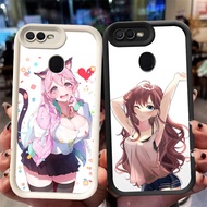 XI64 Kawaii Girl Cat Casing for OPPO A12s A3S A12 A11K F9 F7 A12E A5S A1K A5 A7 Pro Black White