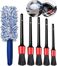 Jicyor Set of 6 Wheel Rim Brush Detailing Brush Set, Wheel Cleaner Brush, Cleaning Brush Car, Microf