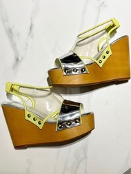 透明厚底楔型鞋 螢光黃 日本購入 36號