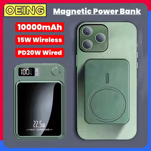 10000mAh Wireless Magnetic Power Bank PD22.5W Super Fast Charging Portable External Battery Large Ca