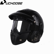 WFBMJ Uchoose หมวกกันน็อครถมอเตอร์ไซค์แบบย้อนยุคหนังหมวกนิรภัยเปิดหน้าหมวกนิรภัยสกู๊ตเตอร์3/4 Choppe