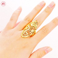 Trang Sức XT Hàn Quốc 24K Nhẫn Rỗng Fower Điều Chỉnh Nam Và Nữ Mạ Vàng