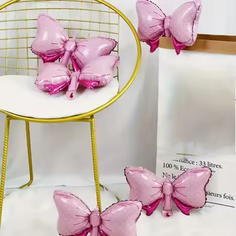 10pcs Mini 40*24cm Pink Bow Shape Aluminum Film Balloons Birthday Wedding Valentine's Day Party Deco