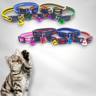 Kalung Kucing Custom Motif Strip Garis Lonceng Besar 12 mm