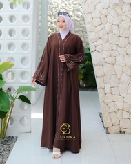 CANTIKA BOUTIQUE STORE Gamis ABAYA ARUMI JET BLACK Premium Outher Abaya Terbaru Mewah Dan Elegan Can