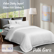 Ellenov Sprei Hotel Bintang 5 Kingkoil Bahan Katun Dobby Tc 250 Putih Garis(Belum Termasuk Bedcover)