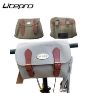Litepro Folding Bicycle Retro Canvas Bag 12Inch Waterproof Backpack For Brompton Birdy Bike Handlebar Storage Bag