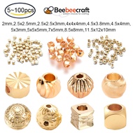 Beebeecraft 5~100pcs Brass Beads Spacers Faceted Square Golden for Jewelry Craft Making