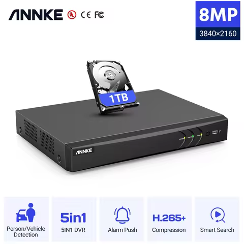 ANNKE H.265+ 4K DVR Ultra HD 5-in-1 8MP Surveillance DVR Output Video Recorder Remote Access Motion 