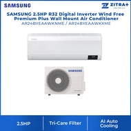SAMSUNG 2.5HP R32 Digital Inverter Wind Free Premium Plus Wall Mount Air Conditioner AR24BYEAAWKNME/AR24BYEAAWKXME | WindFree Cooling | AI Auto Cooling | Fast Cooling | Auto Clean | 4Way Swing | Triple Protection | Air Conditioner with 1 Year Warranty